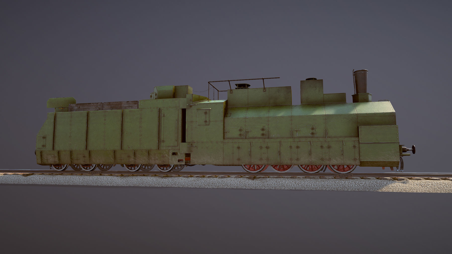 Armored Train PR-35 Locomotive Low-poly 3D model_5