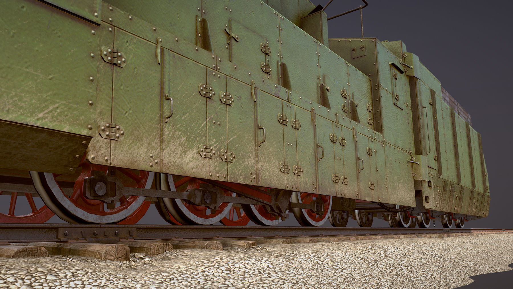 Armored Train PR-35 Locomotive Low-poly 3D model_21