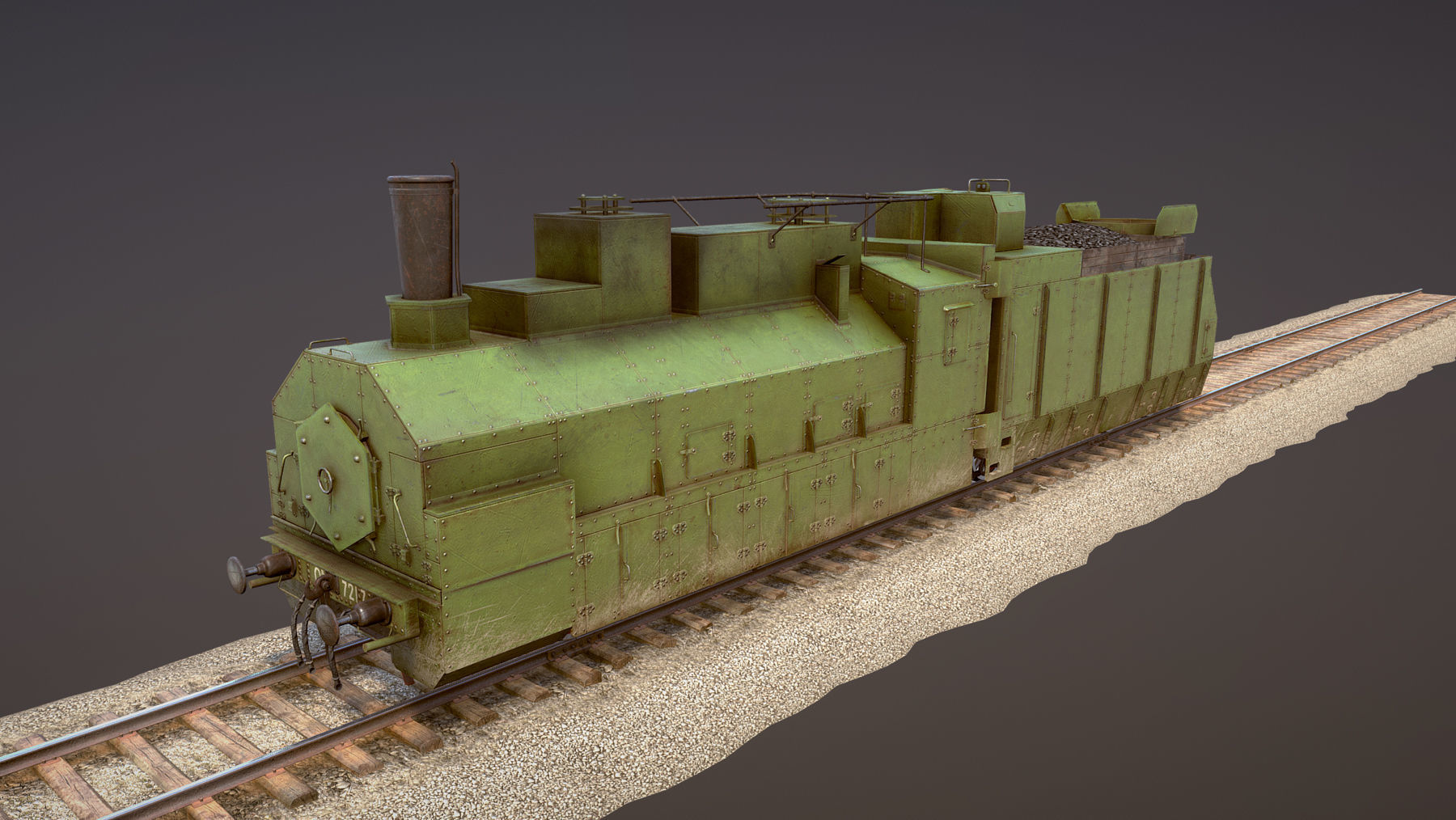 Armored Train PR-35 Locomotive Low-poly 3D model_2