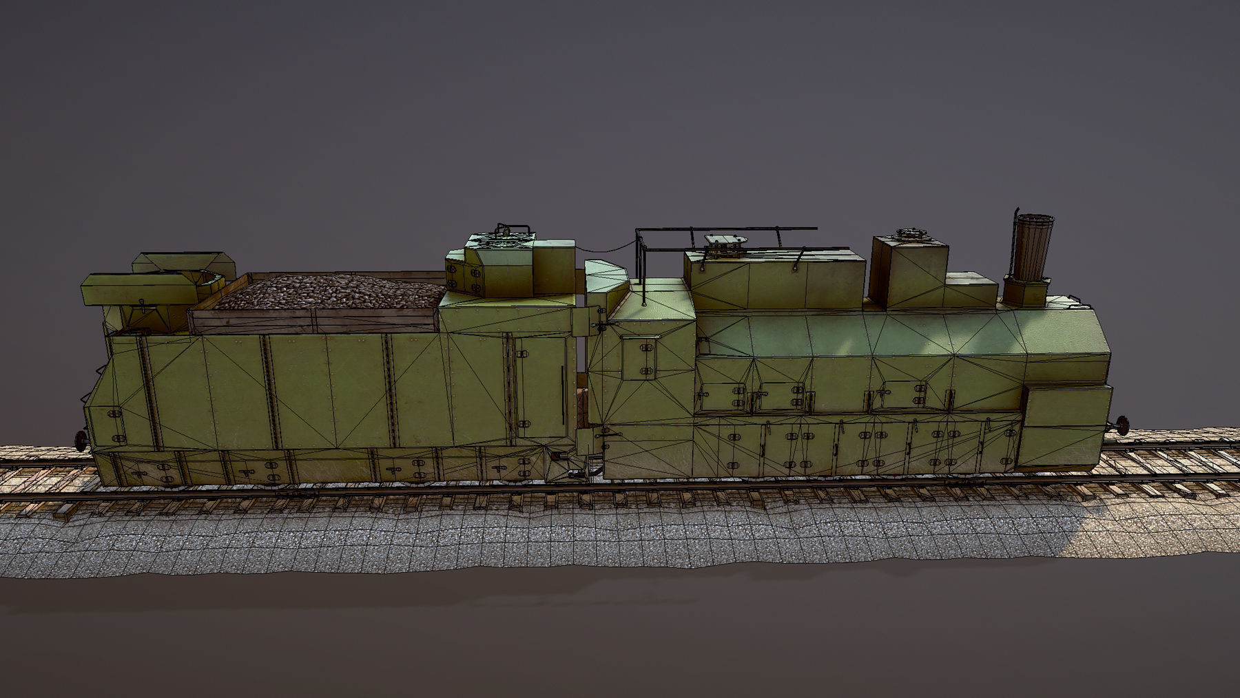 Armored Train PR-35 Locomotive Low-poly 3D model_23