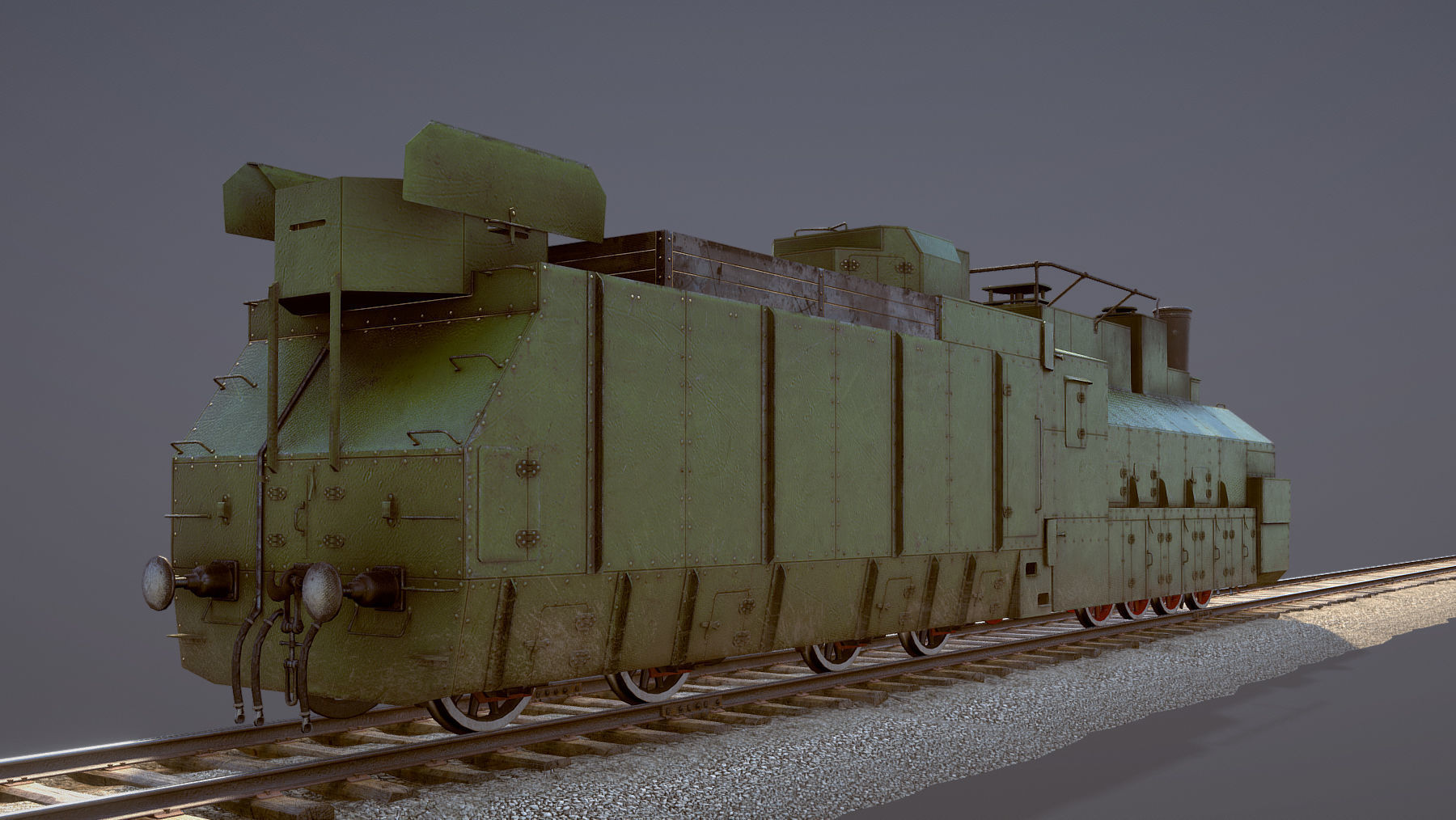 Armored Train PR-35 Locomotive Low-poly 3D model_7