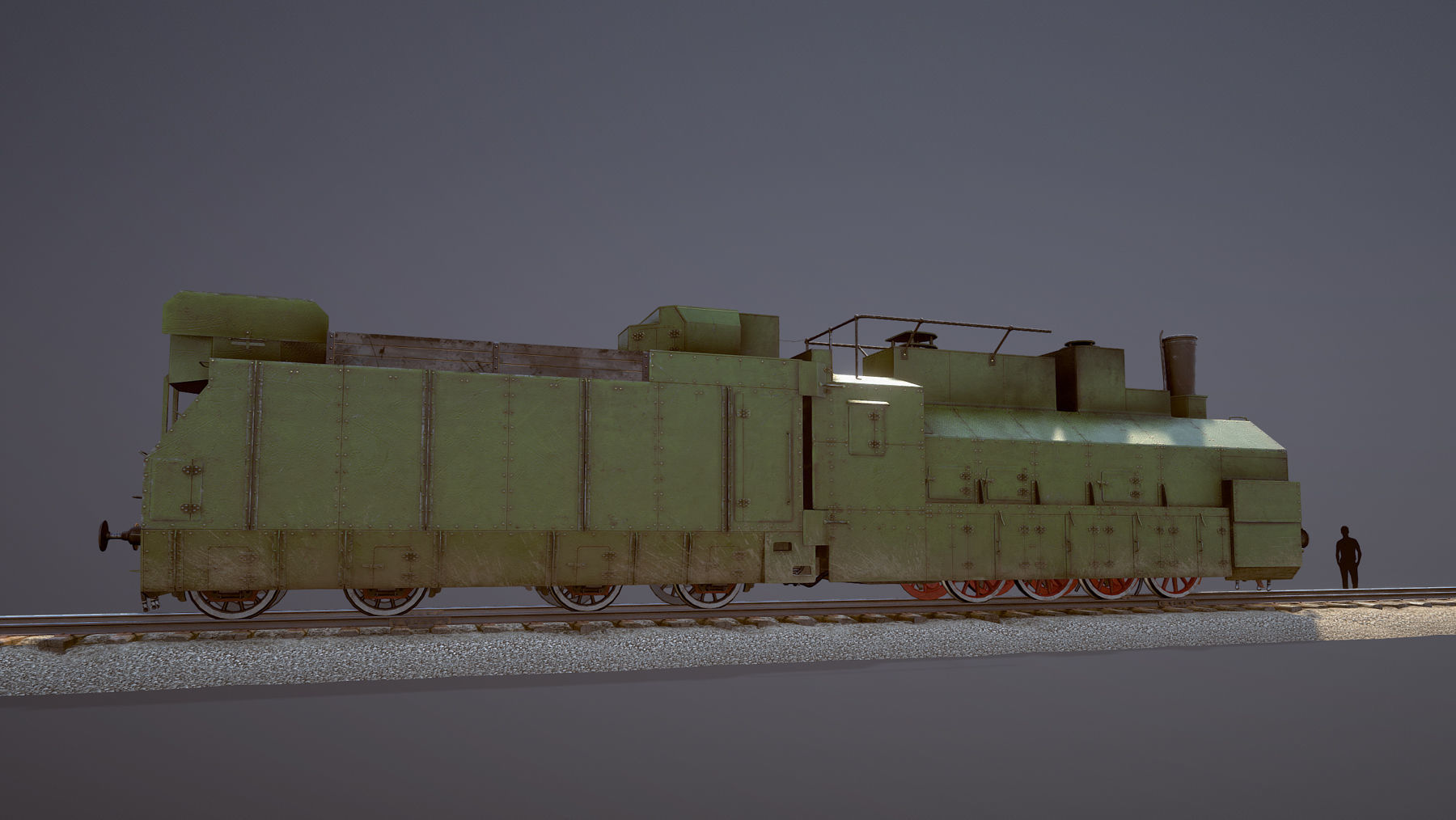 Armored Train PR-35 Locomotive Low-poly 3D model_6
