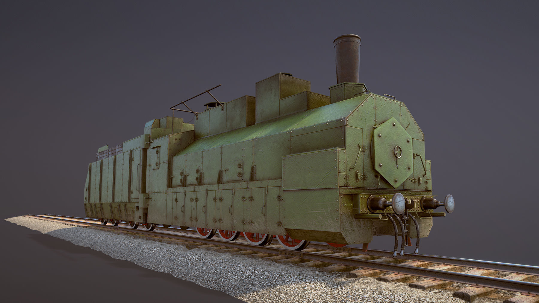 Armored Train PR-35 Locomotive Low-poly 3D model_4