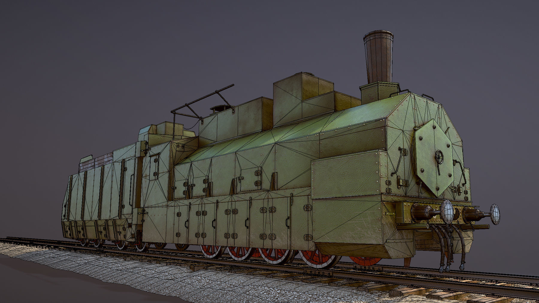 Armored Train PR-35 Locomotive Low-poly 3D model_1