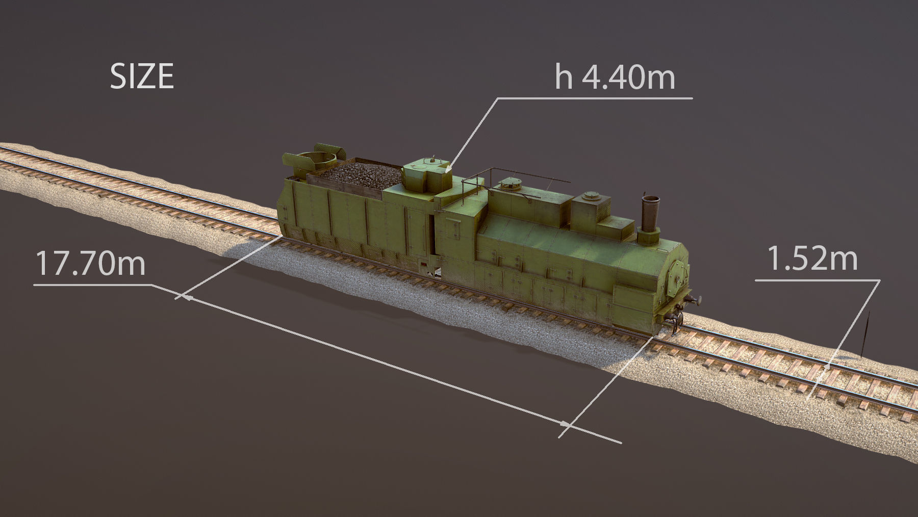 Armored Train PR-35 Locomotive Low-poly 3D model_22