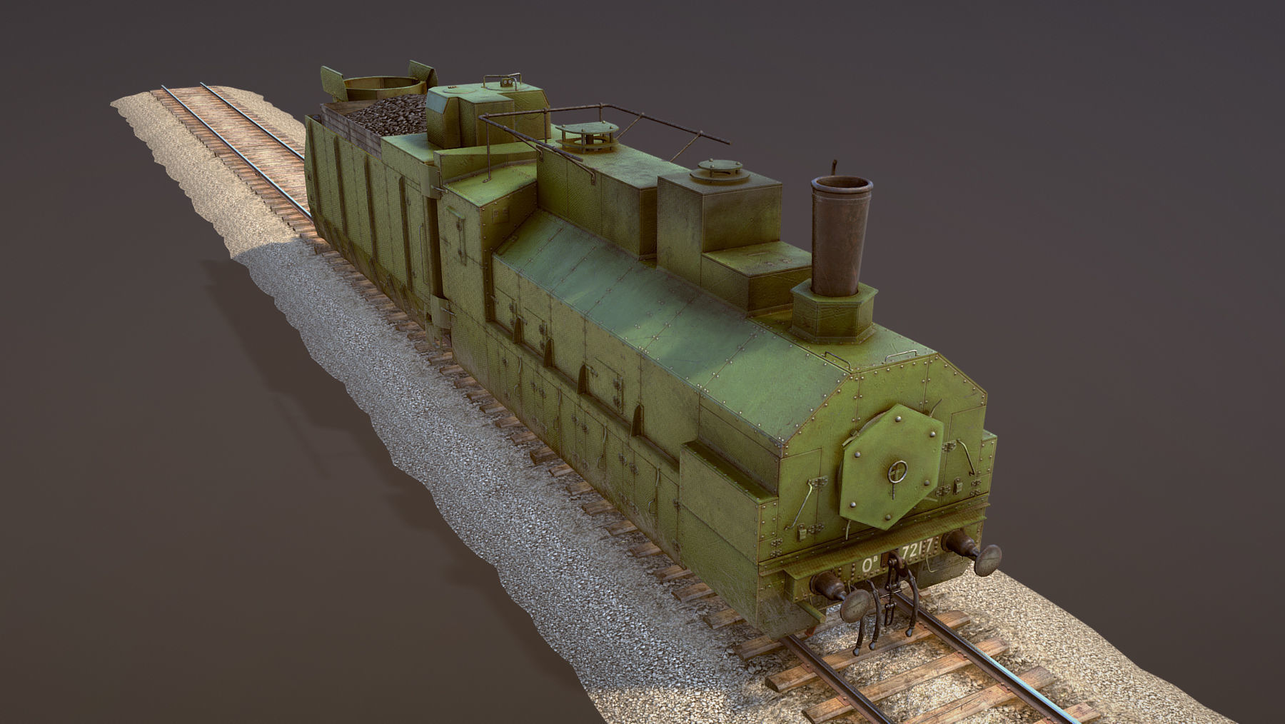 Armored Train PR-35 Locomotive Low-poly 3D model_3