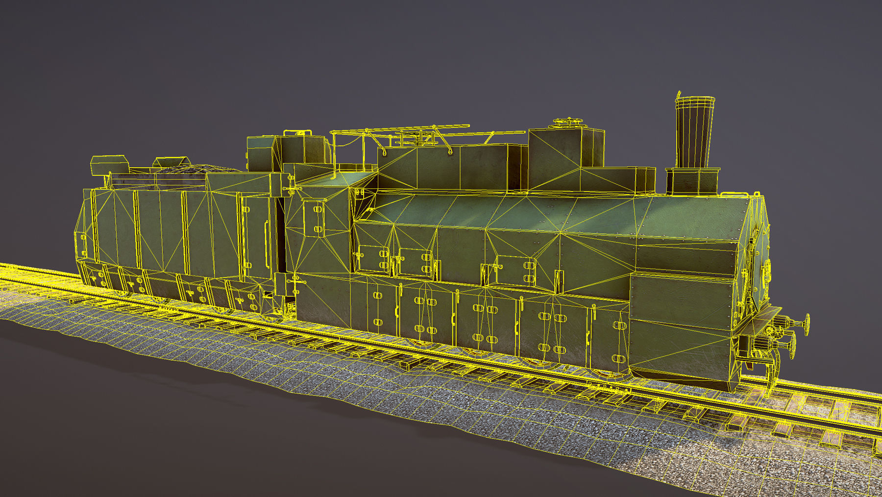 Armored Train PR-35 Locomotive Low-poly 3D model_30