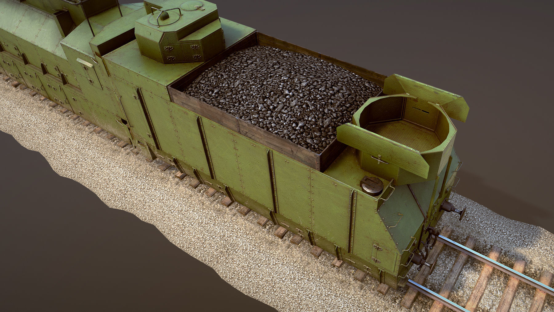 Armored Train PR-35 Locomotive Low-poly 3D model_12