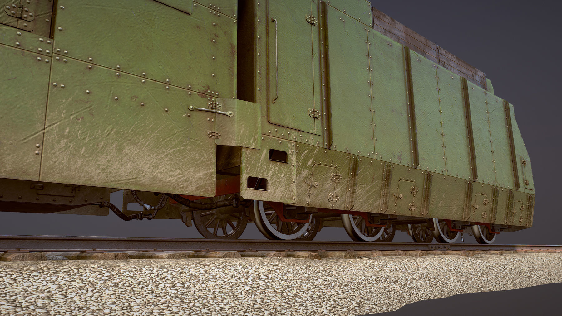 Armored Train PR-35 Locomotive Low-poly 3D model_19