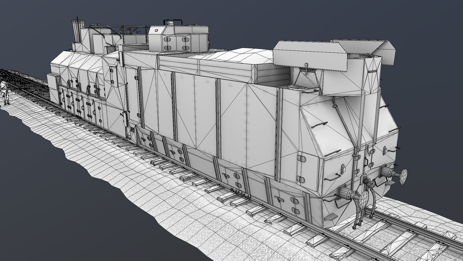 Armored Train PR-35 Locomotive Low-poly 3D model_38