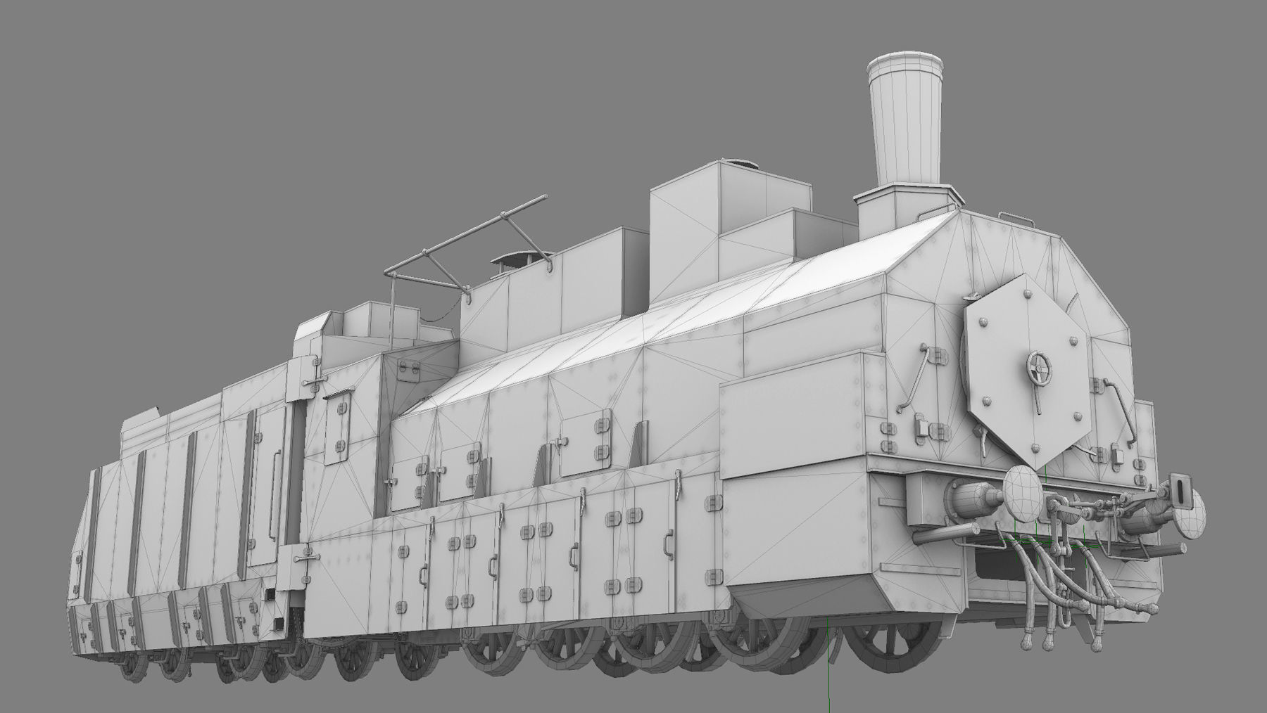 Armored Train PR-35 Locomotive Low-poly 3D model_44