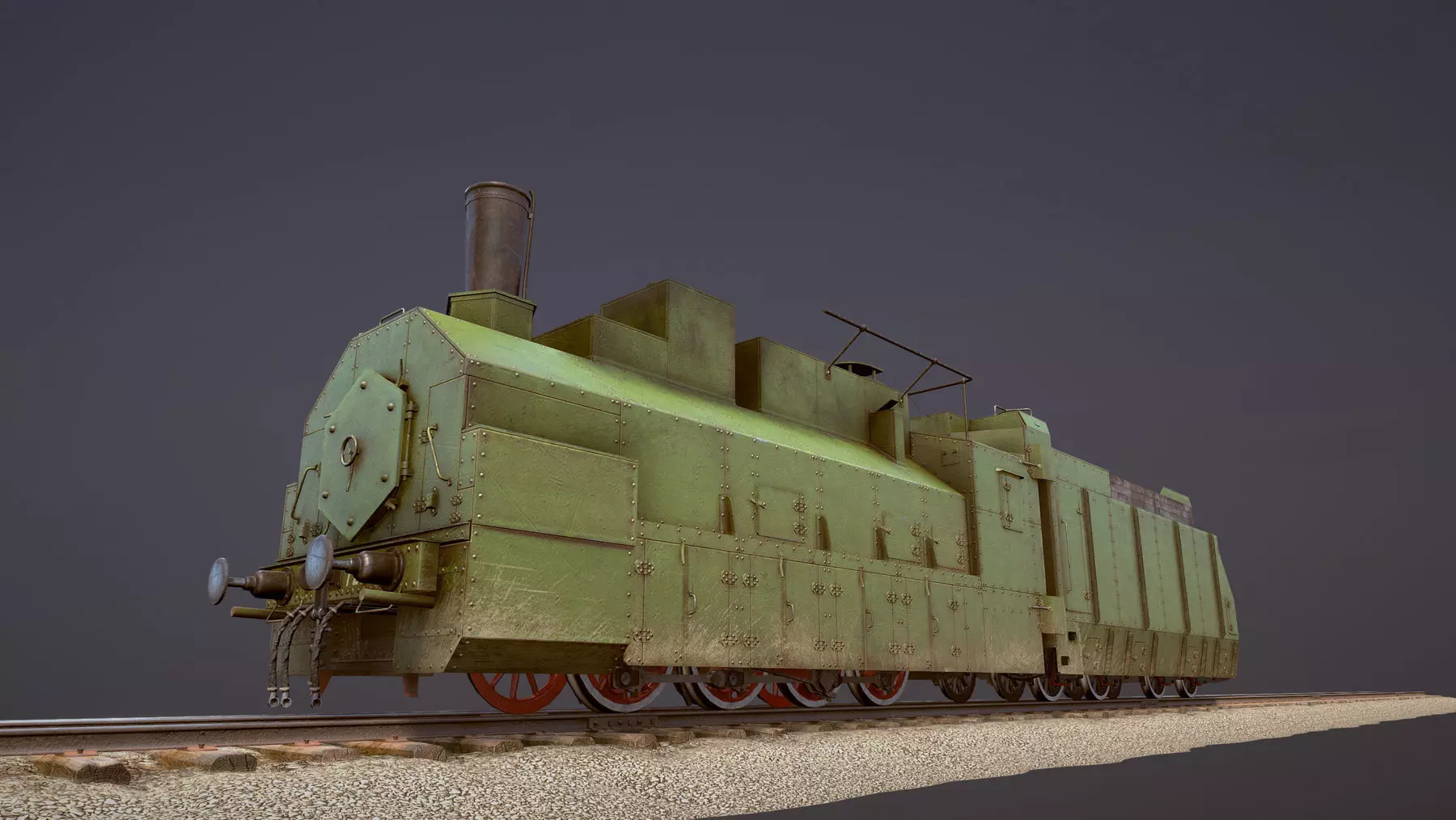 Armored Train PR-35 Locomotive Low-poly 3D model_0