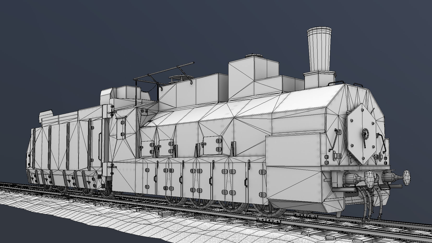 Armored Train PR-35 Locomotive Low-poly 3D model_35