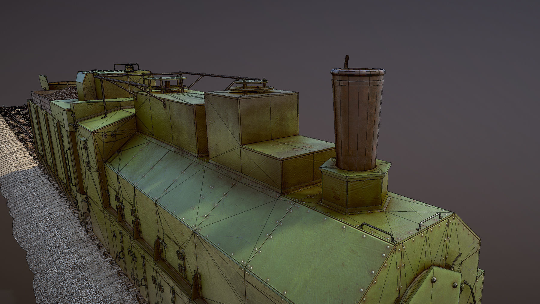 Armored Train PR-35 Locomotive Low-poly 3D model_28