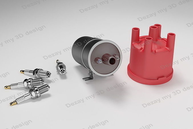 Igniter coil and glowplug system 3D model