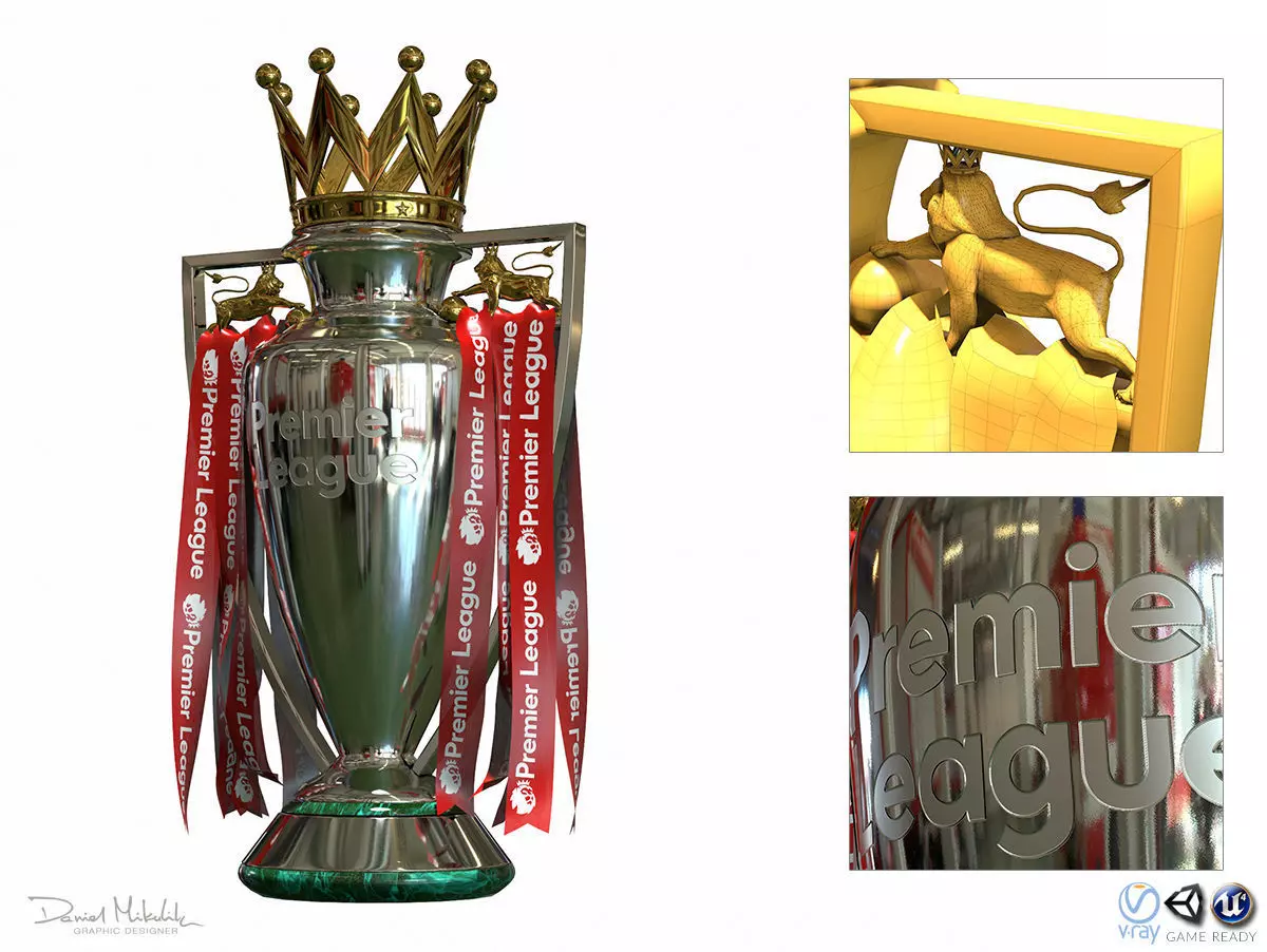 English Premier League Trophy PBR  3D model_0