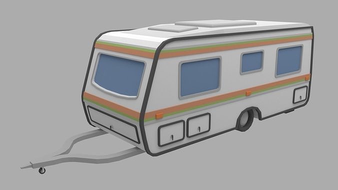 Caravan - Low Poly camper trailer Low-poly 3D model