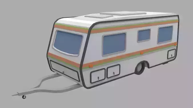 Caravan - Low Poly camper trailer Low-poly 3D model