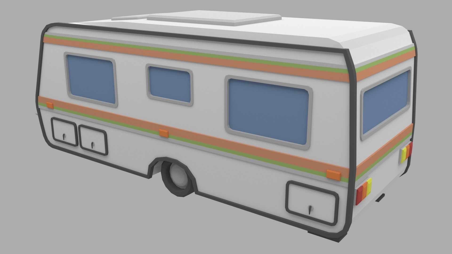 Caravan - Low Poly camper trailer Low-poly 3D model_1