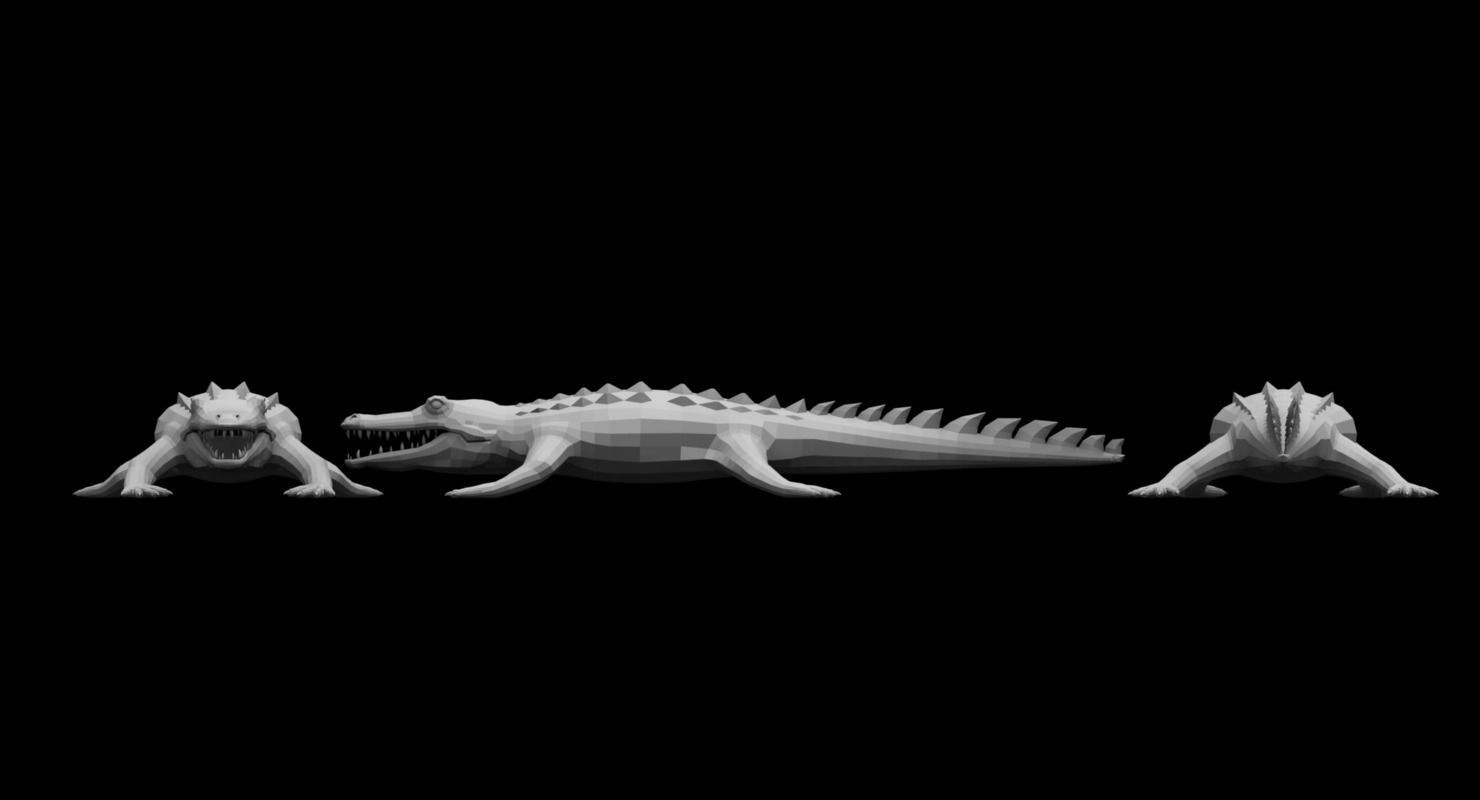 crocodile 3d low poly 3d model alligator 3D model_4