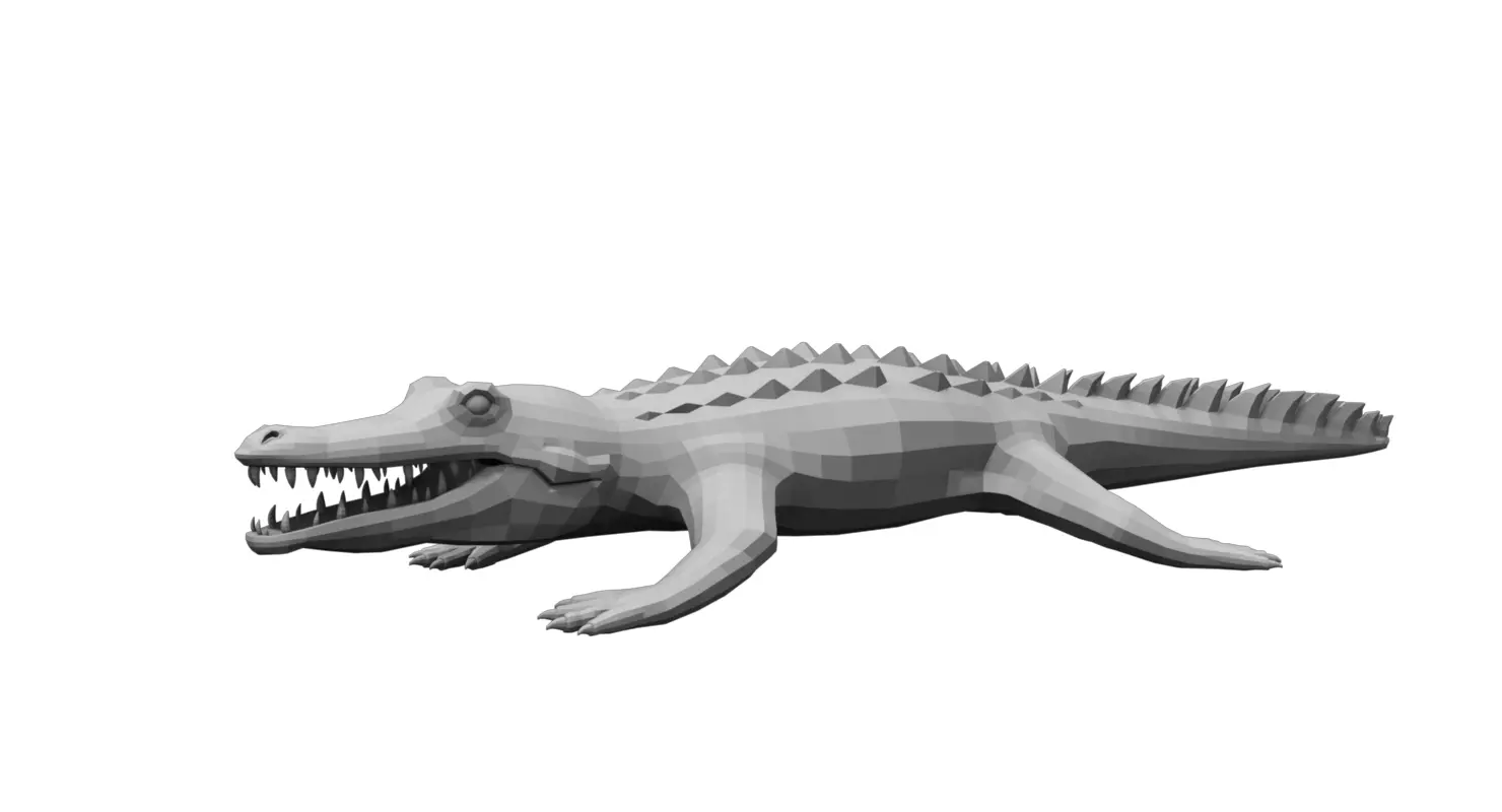 crocodile 3d low poly 3d model alligator 3D model_0