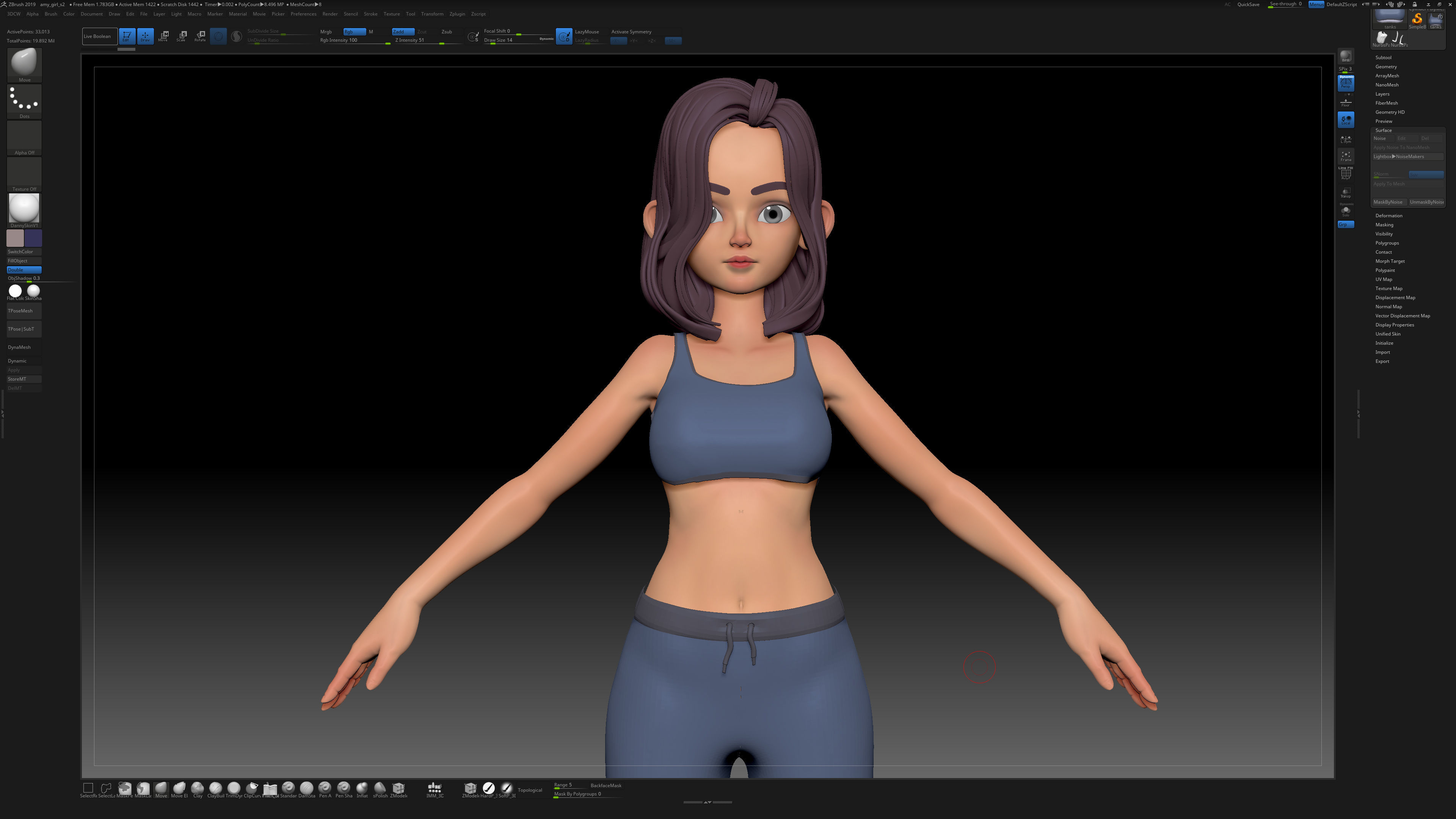 ZBrush Stylized Character Girl Base Mesh - Amy Style 2 3D model_4