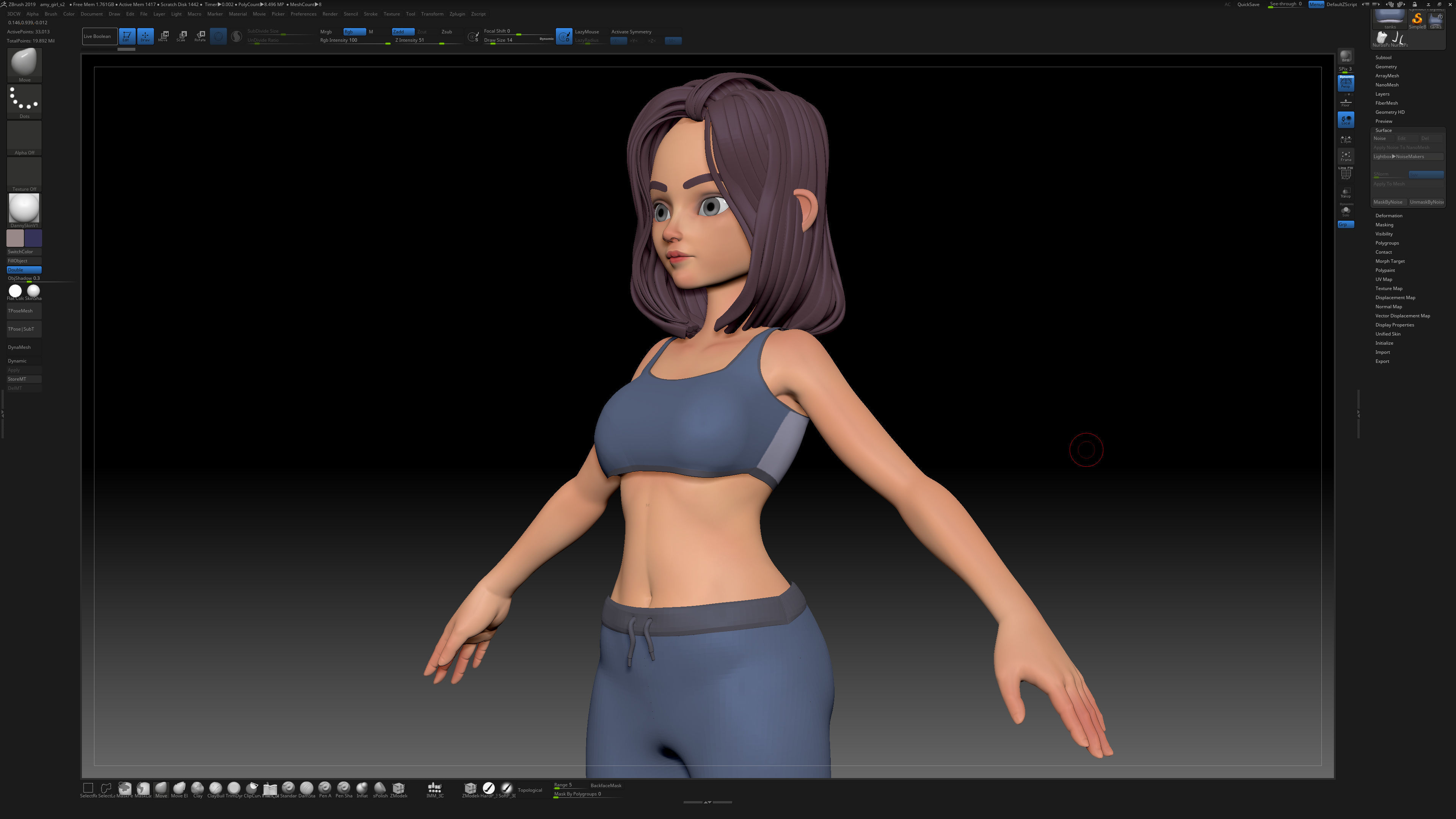 ZBrush Stylized Character Girl Base Mesh - Amy Style 2 3D model_5