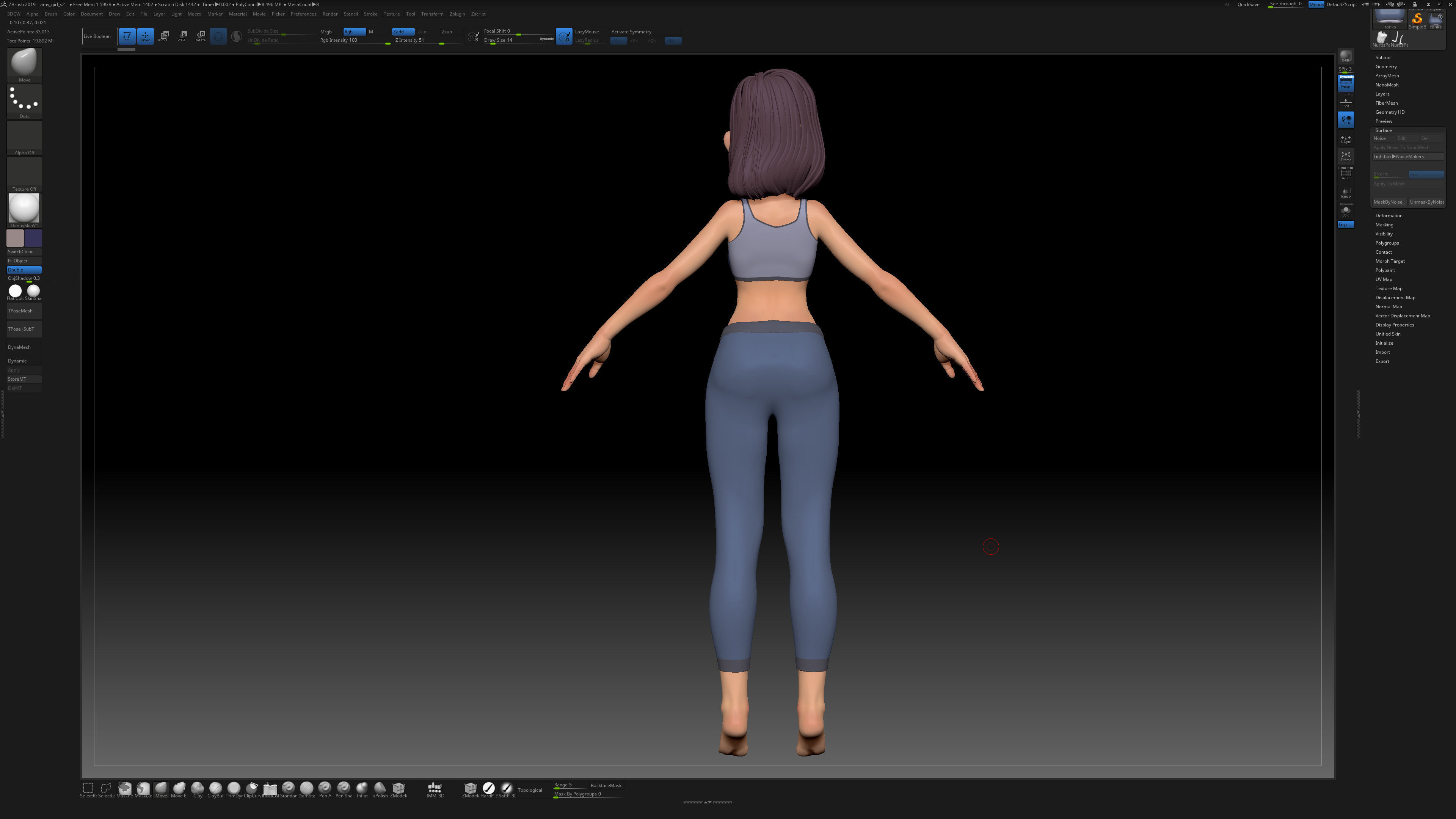 ZBrush Stylized Character Girl Base Mesh - Amy Style 2 3D model_3