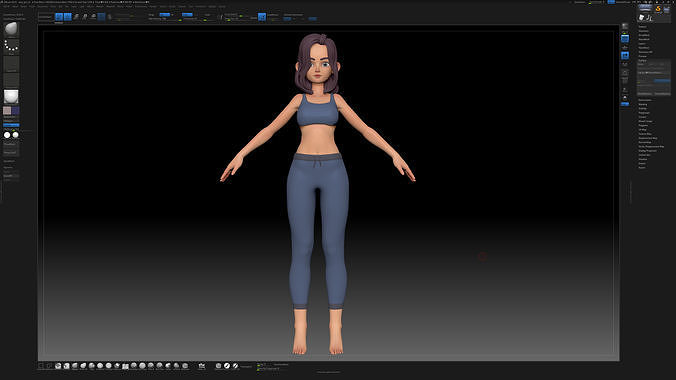 ZBrush Stylized Character Girl Base Mesh - Amy Style 2 3D model