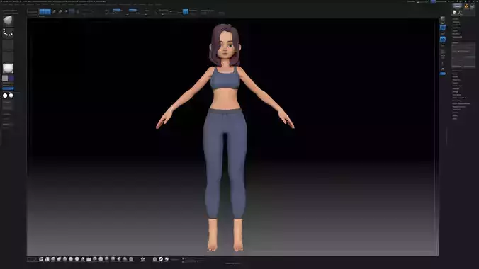 ZBrush Stylized Character Girl Base Mesh - Amy Style 2 3D model