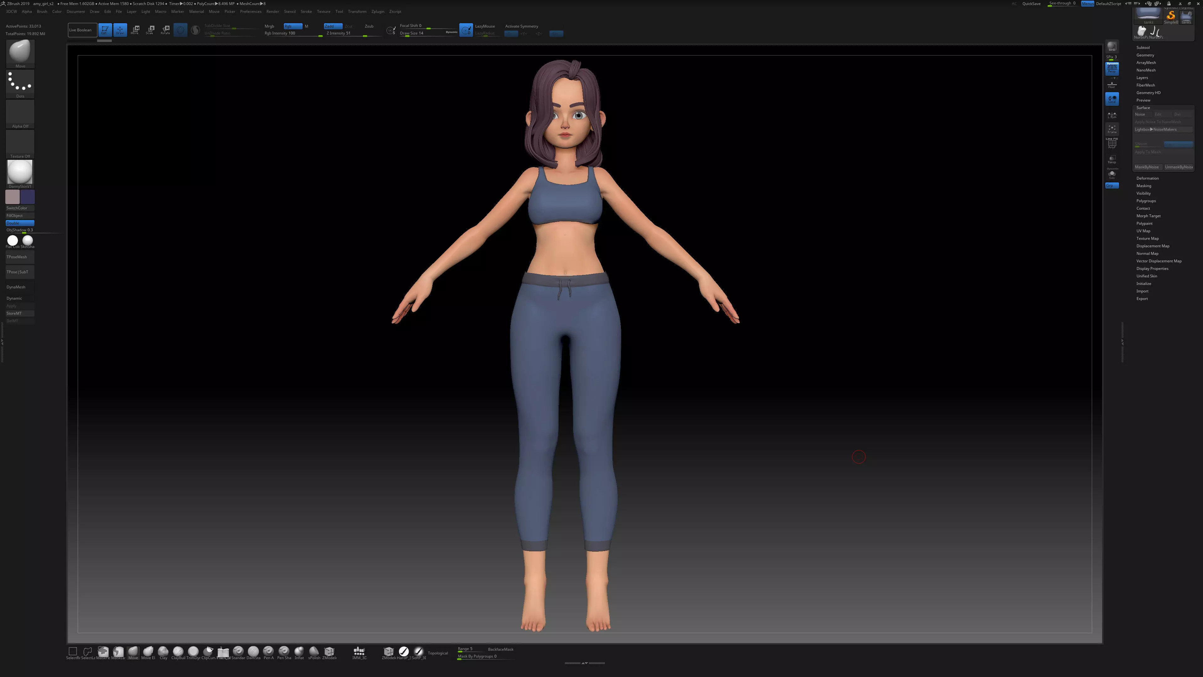 ZBrush Stylized Character Girl Base Mesh - Amy Style 2 3D model_0