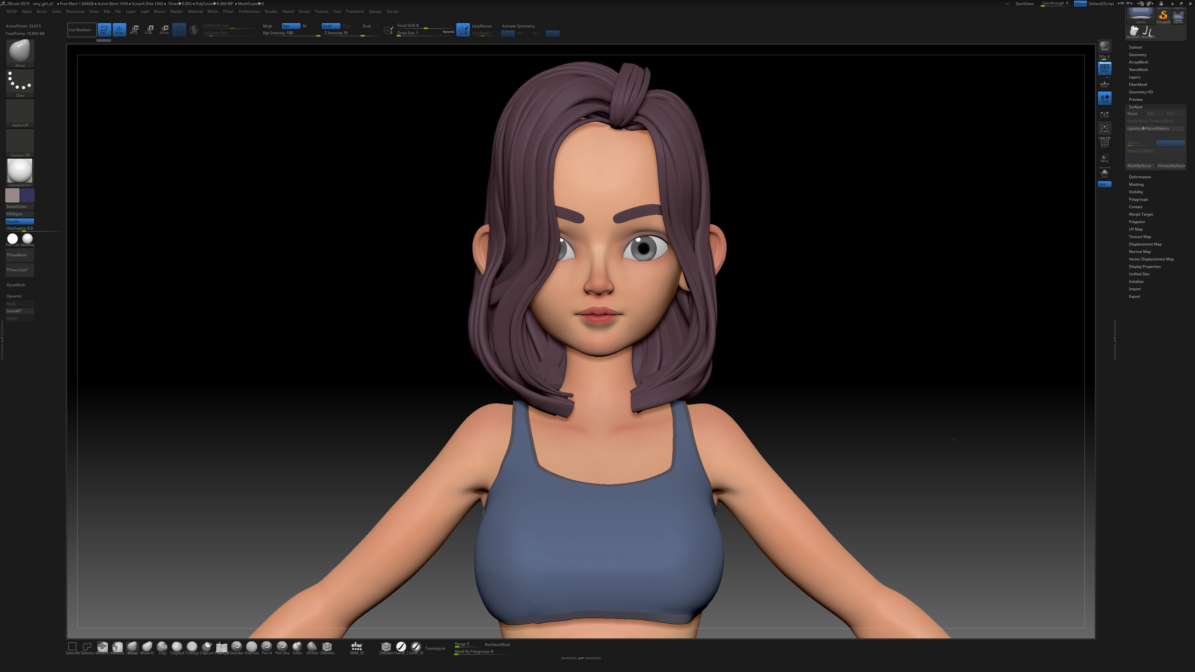 ZBrush Stylized Character Girl Base Mesh - Amy Style 2 3D model_6