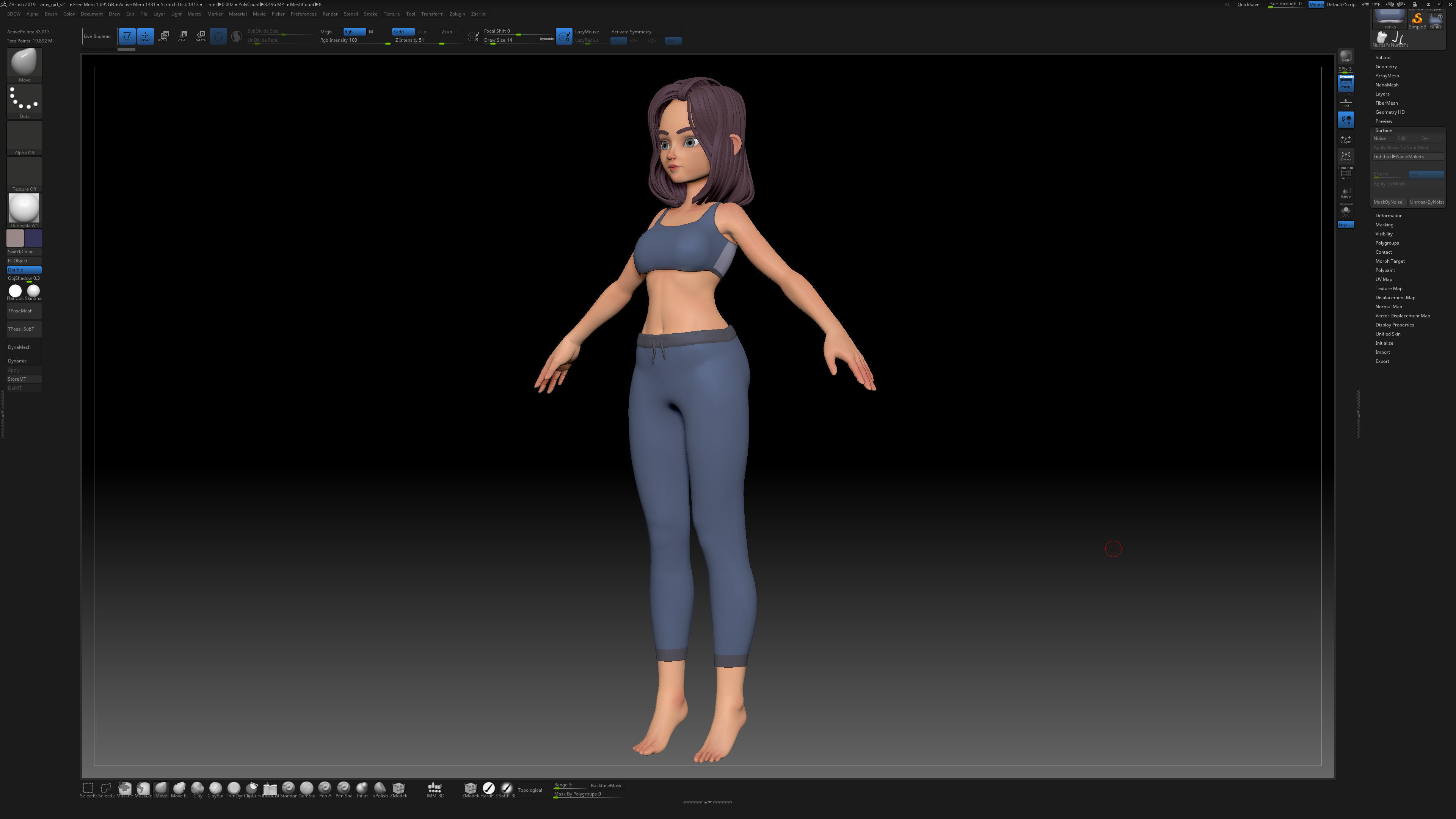 ZBrush Stylized Character Girl Base Mesh - Amy Style 2 3D model_1