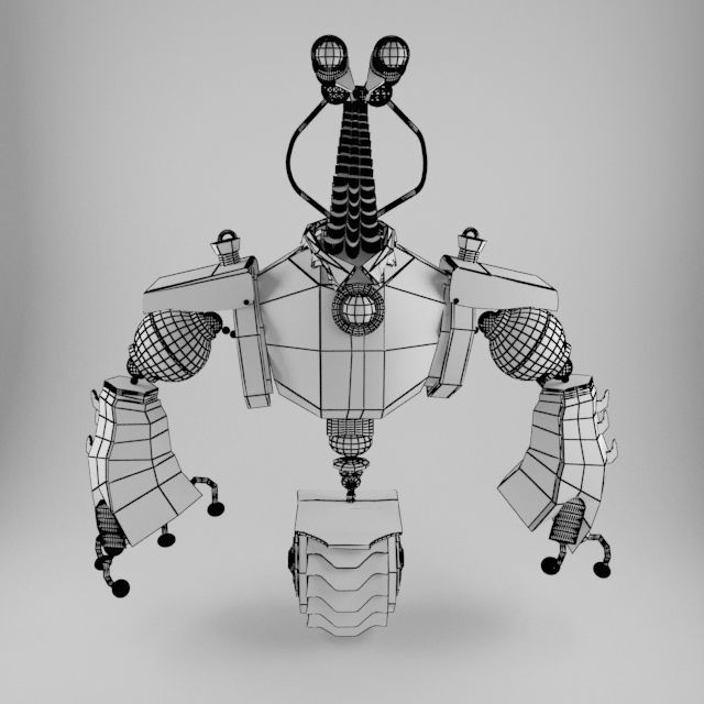 Robot orange with eyes 3D model_4