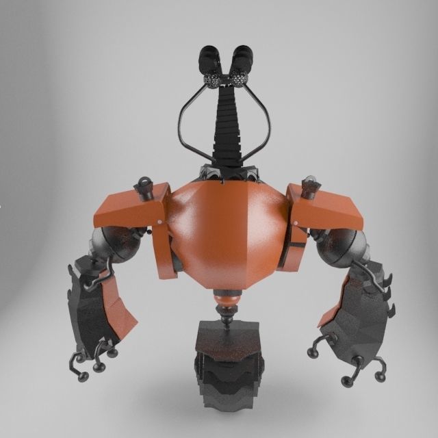 Robot orange with eyes 3D model_2