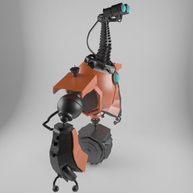 Robot orange with eyes 3D model_1
