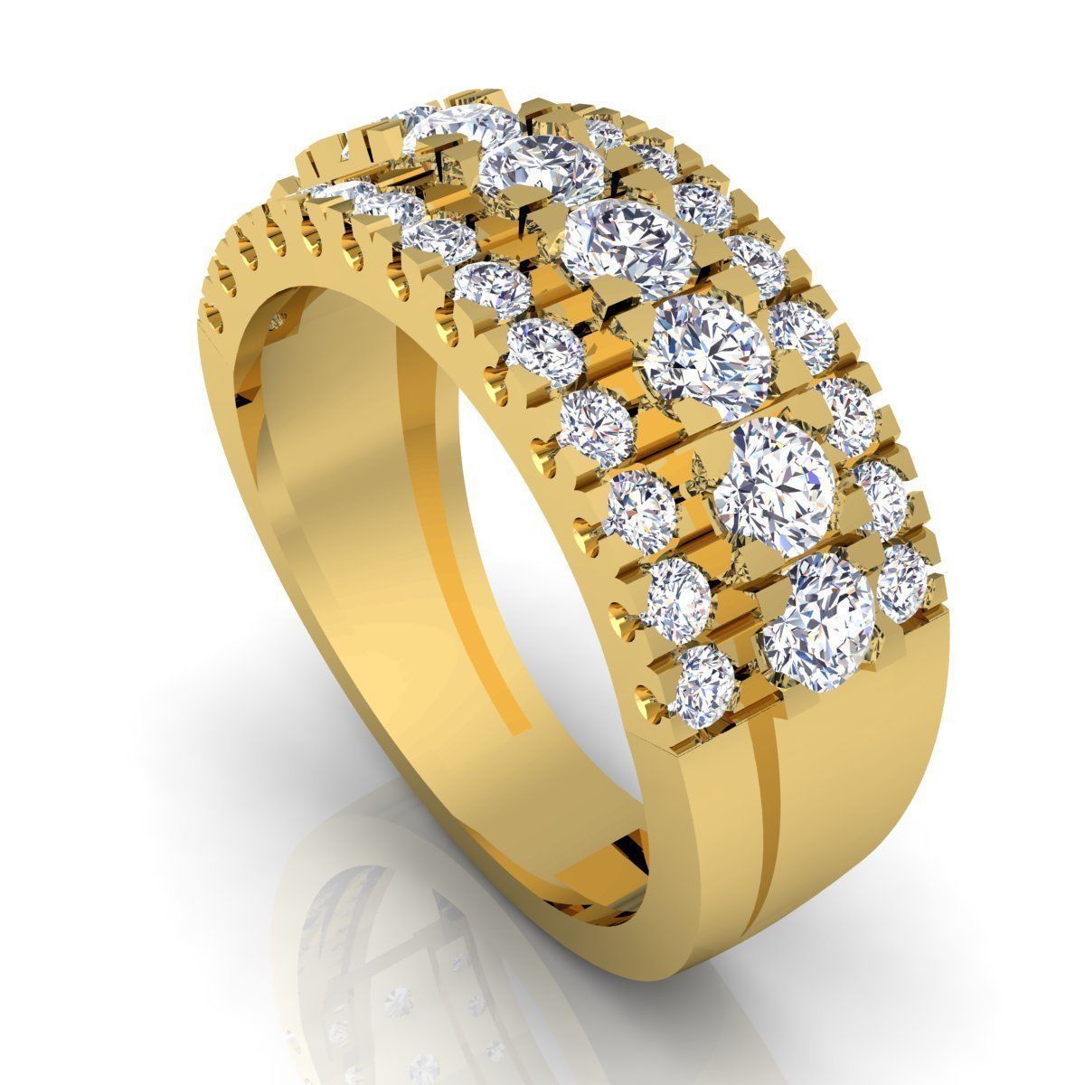 Fancy Woman Diamond Ring  3D print model_9