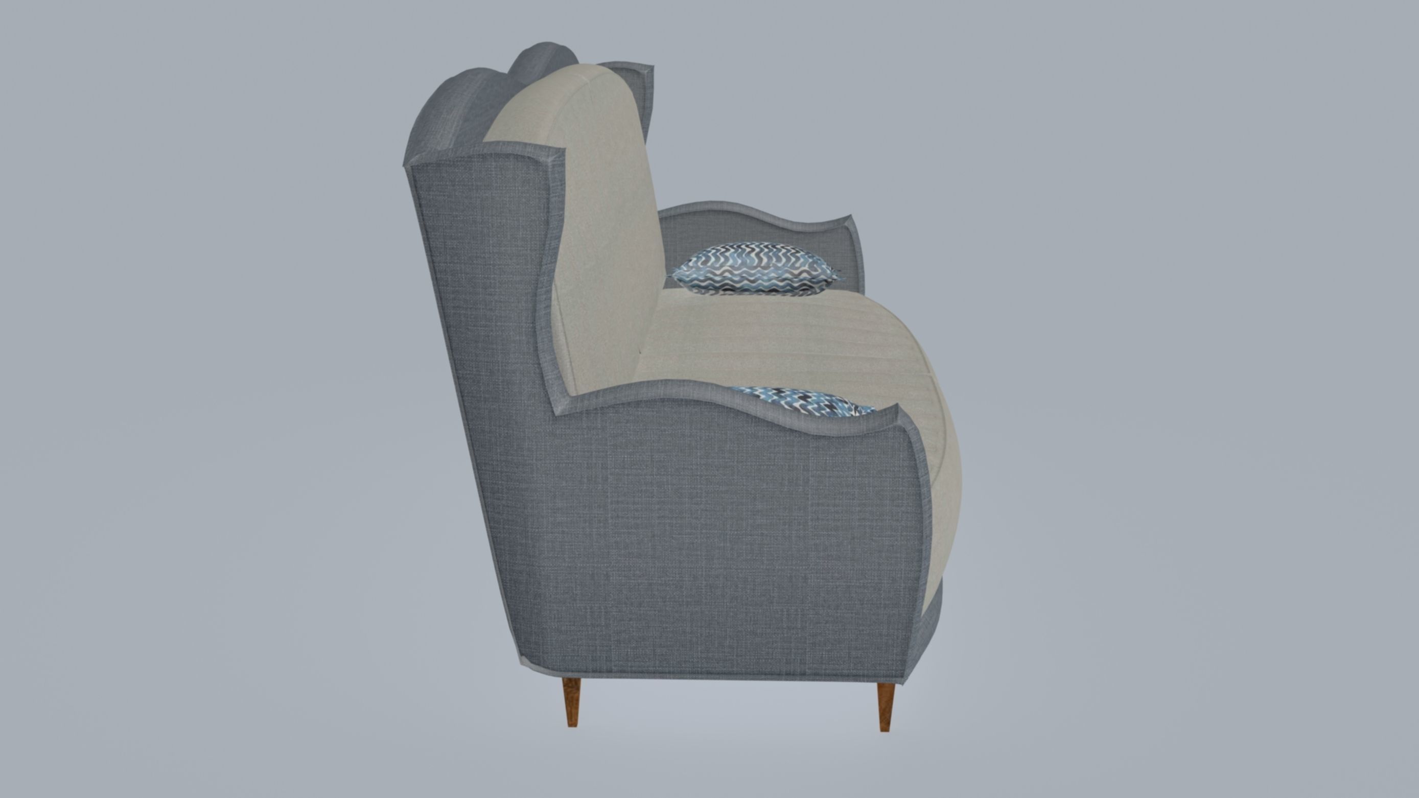 L-type sofa 3D model_3