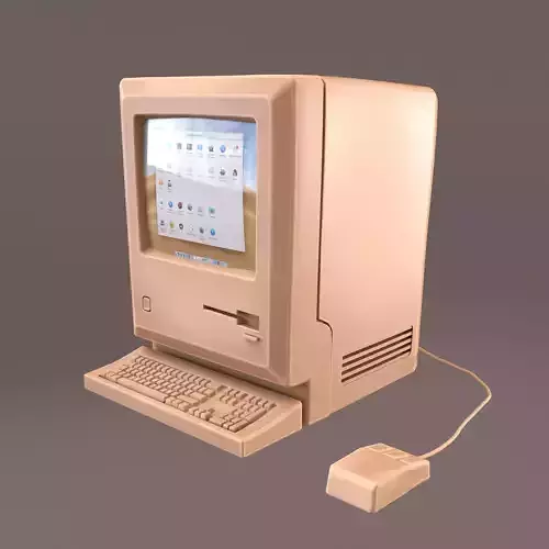 Retro old Computer Low-poly 3D model