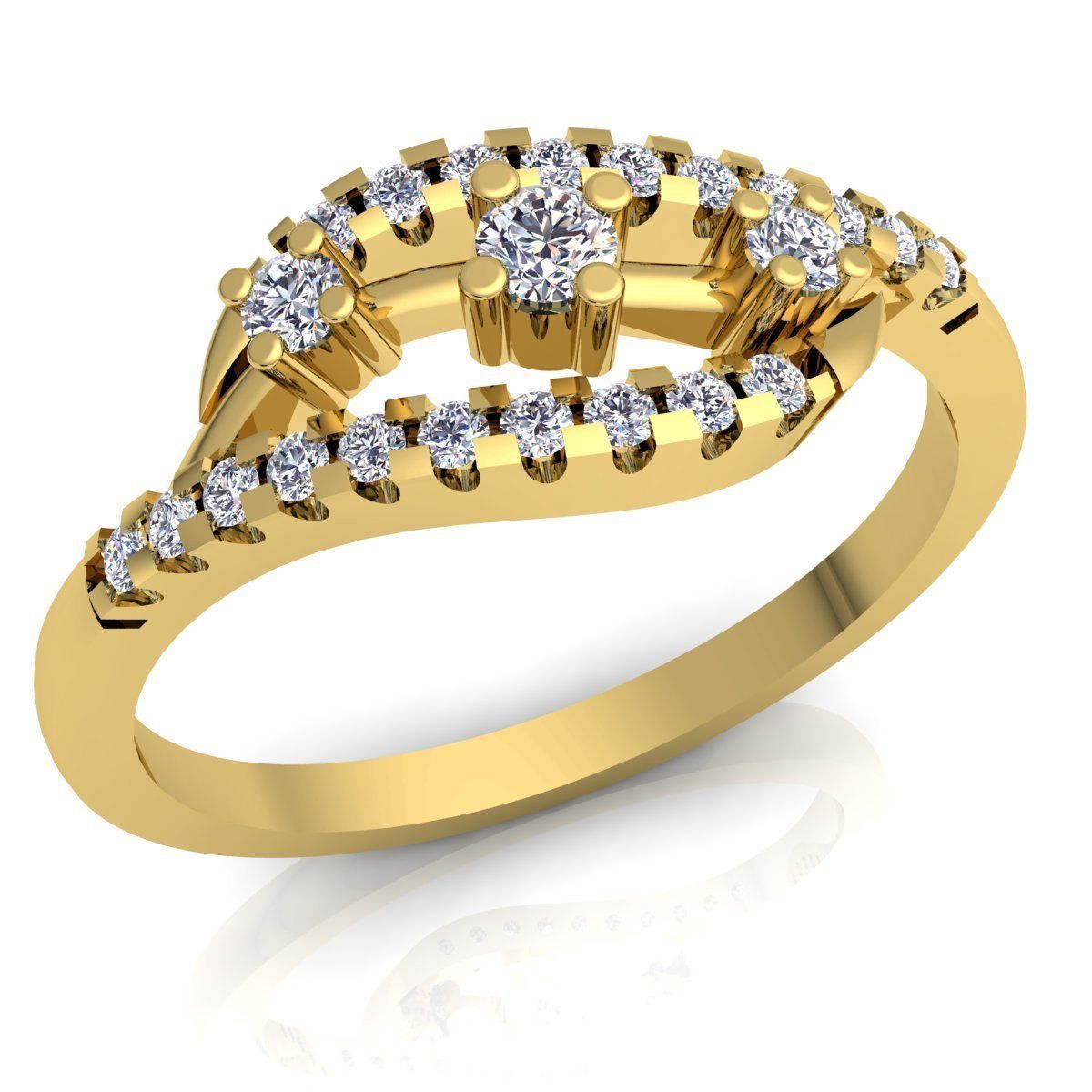 Fancy Woman Diamond Ring 3d Model print  3D print model_1