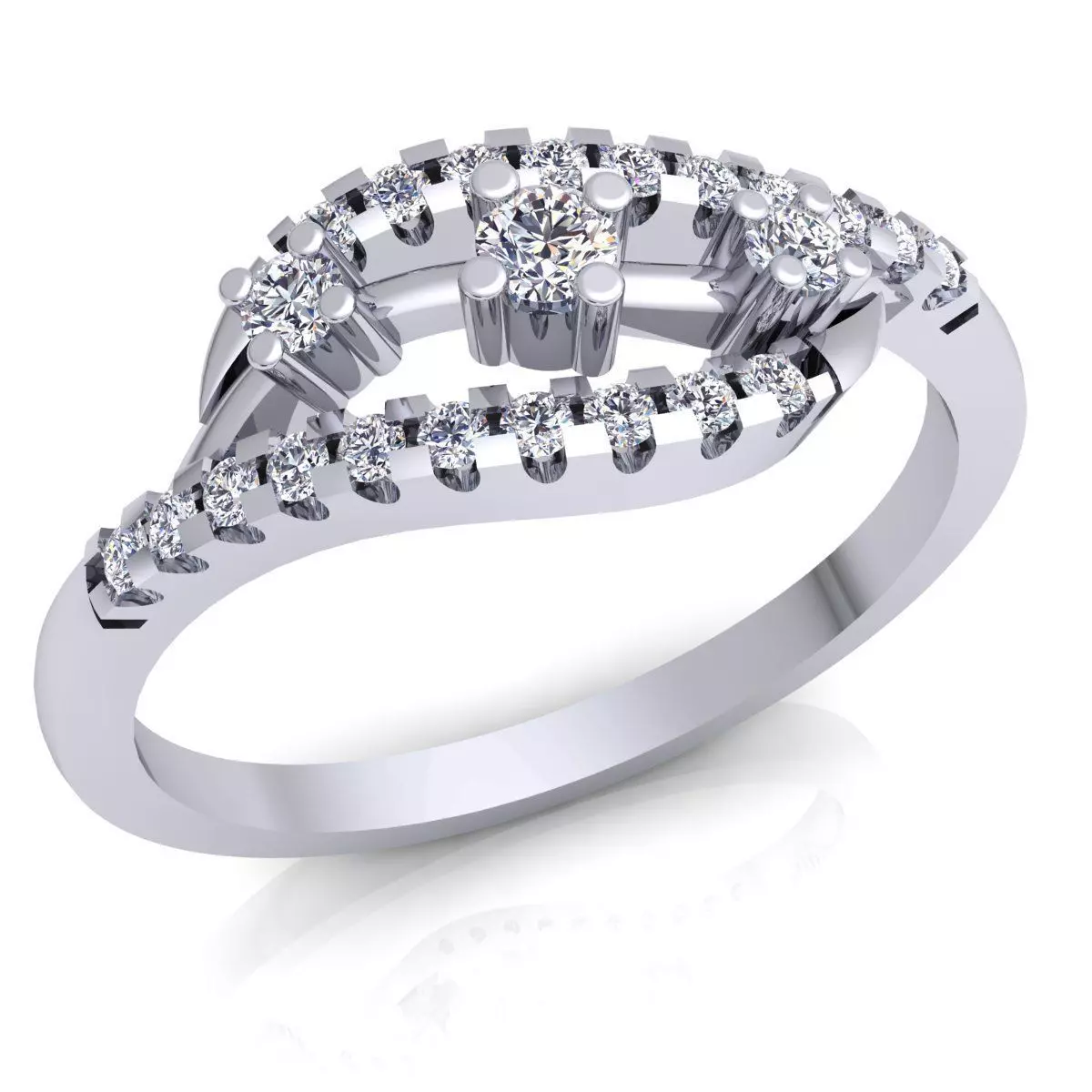 Fancy Woman Diamond Ring 3d Model print  3D print model_0
