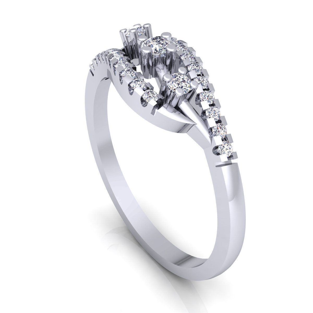 Fancy Woman Diamond Ring 3d Model print  3D print model_4