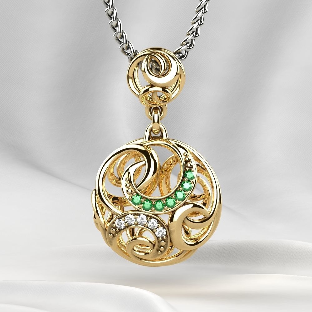 Nice Pendant with Diamonds 3D print model_2