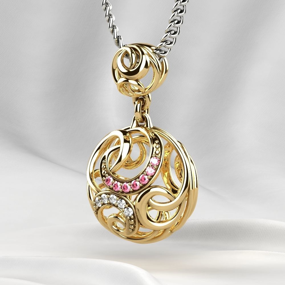 Nice Pendant with Diamonds 3D print model_11