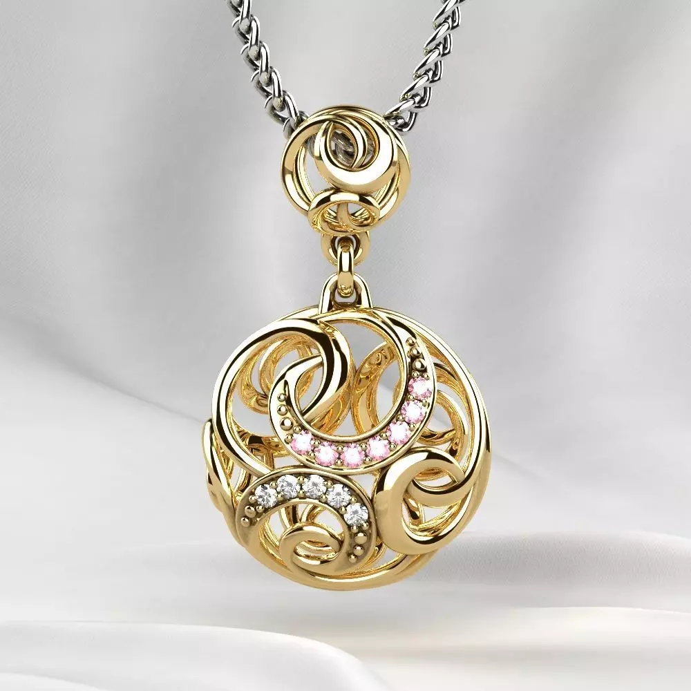 Nice Pendant with Diamonds 3D print model_0