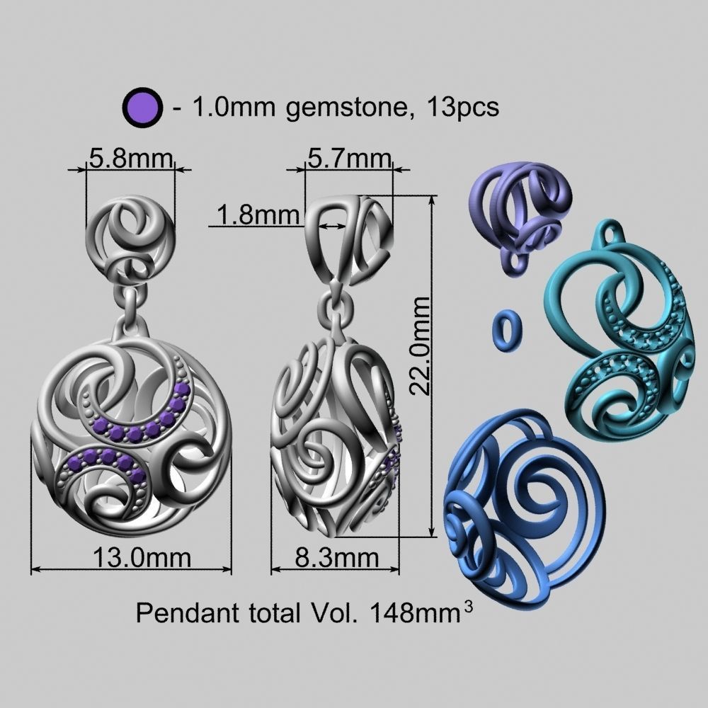 Nice Pendant with Diamonds 3D print model_23