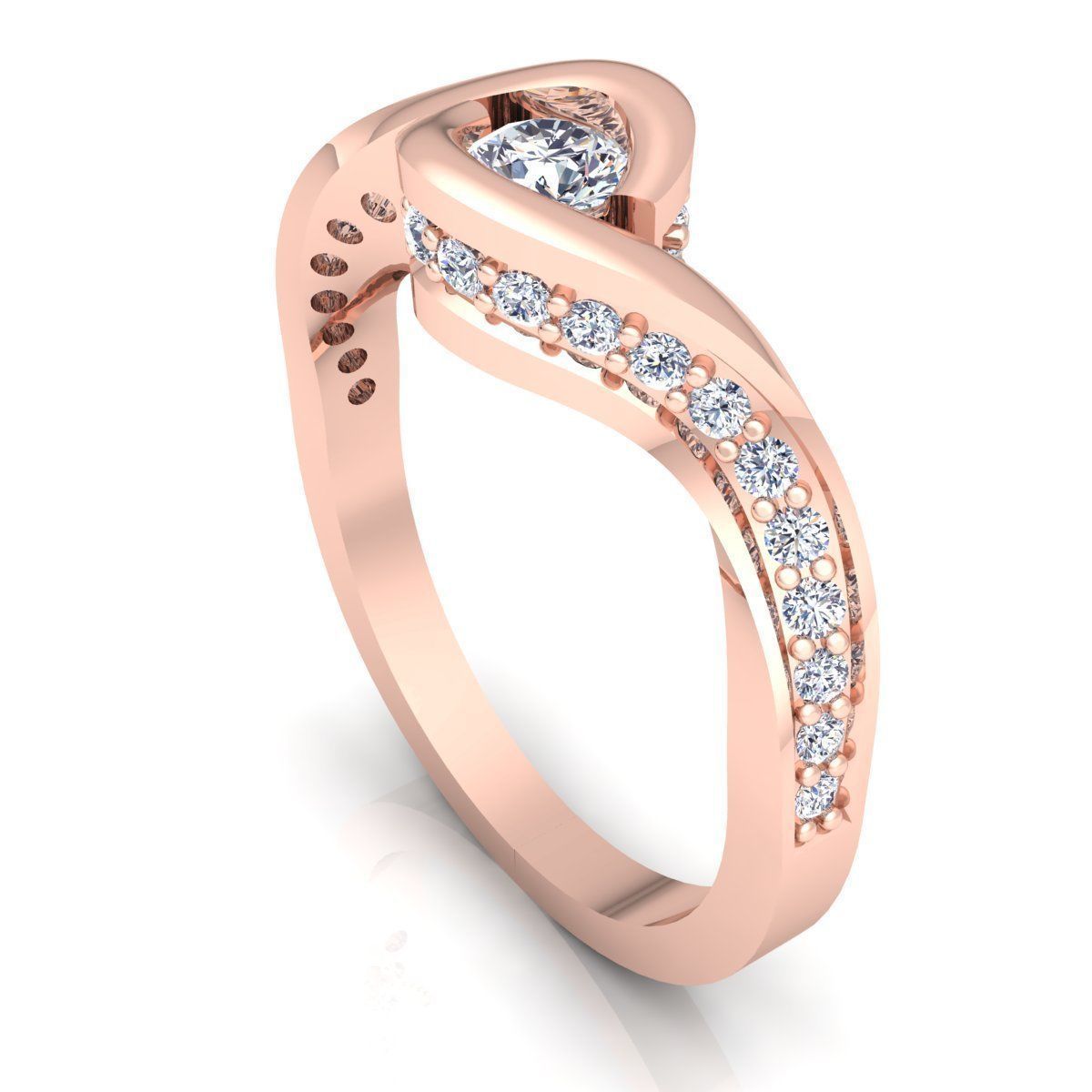 Fancy Woman Diamond Ring 3d Model Print  3D print model_3