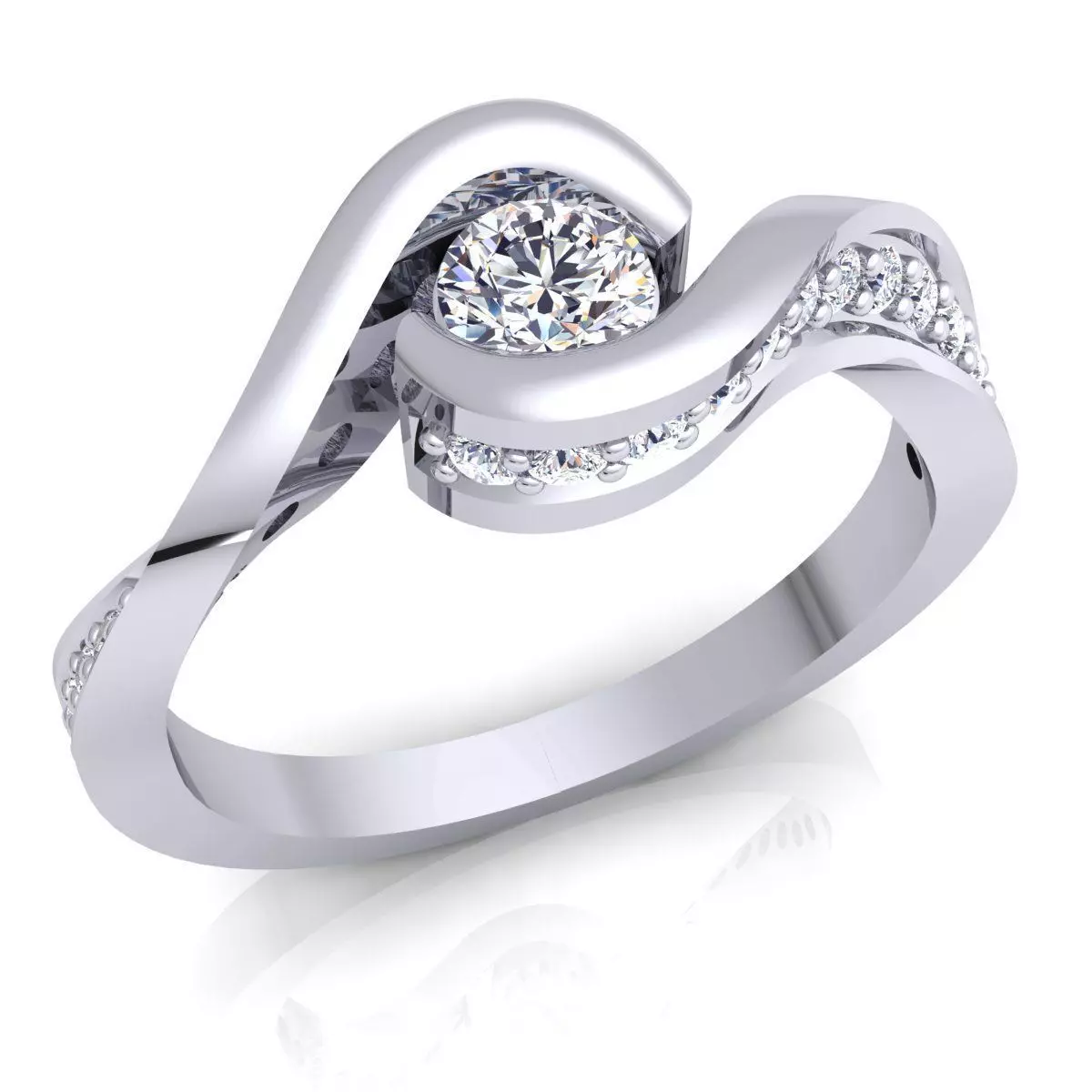 Fancy Woman Diamond Ring 3d Model Print  3D print model_0
