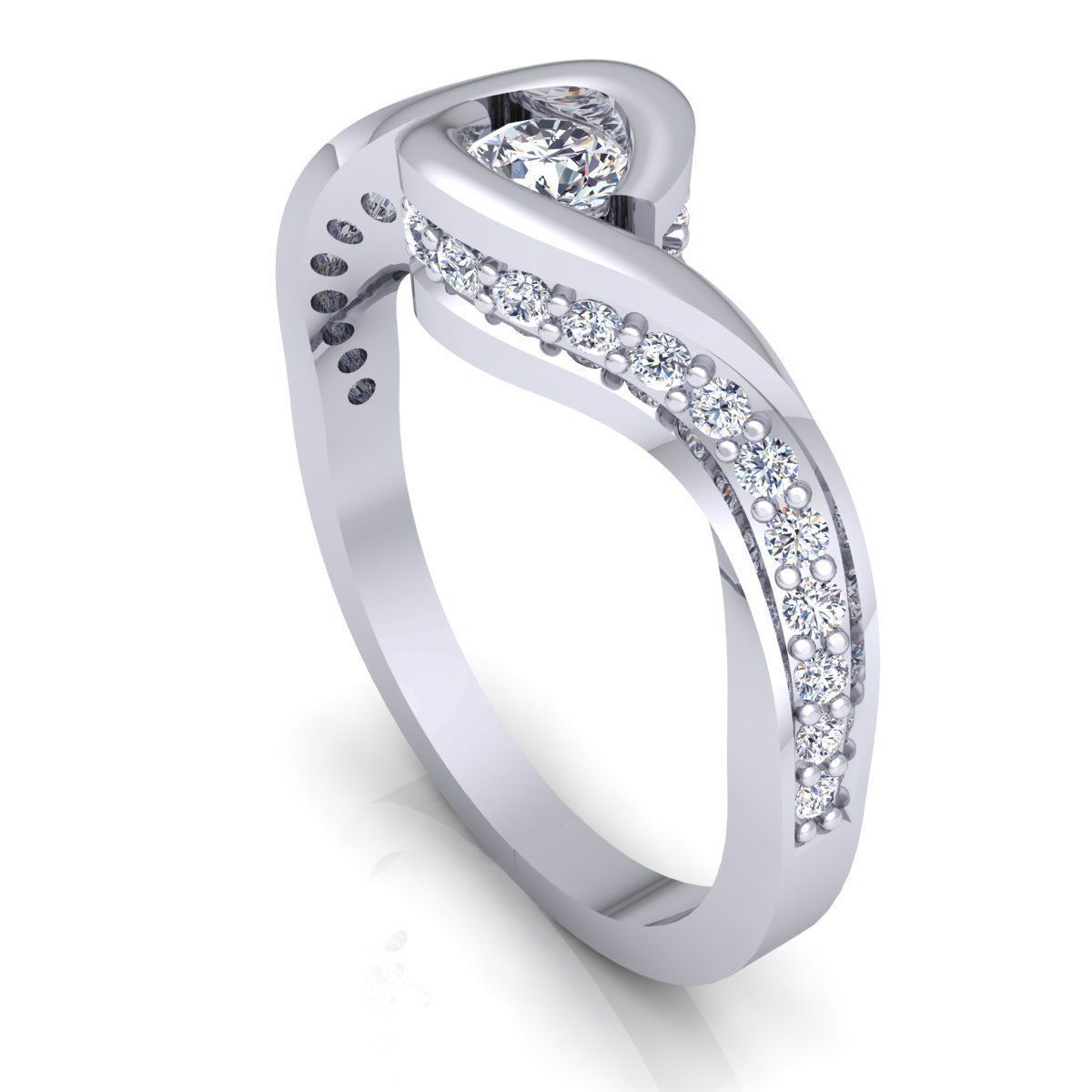 Fancy Woman Diamond Ring 3d Model Print  3D print model_4