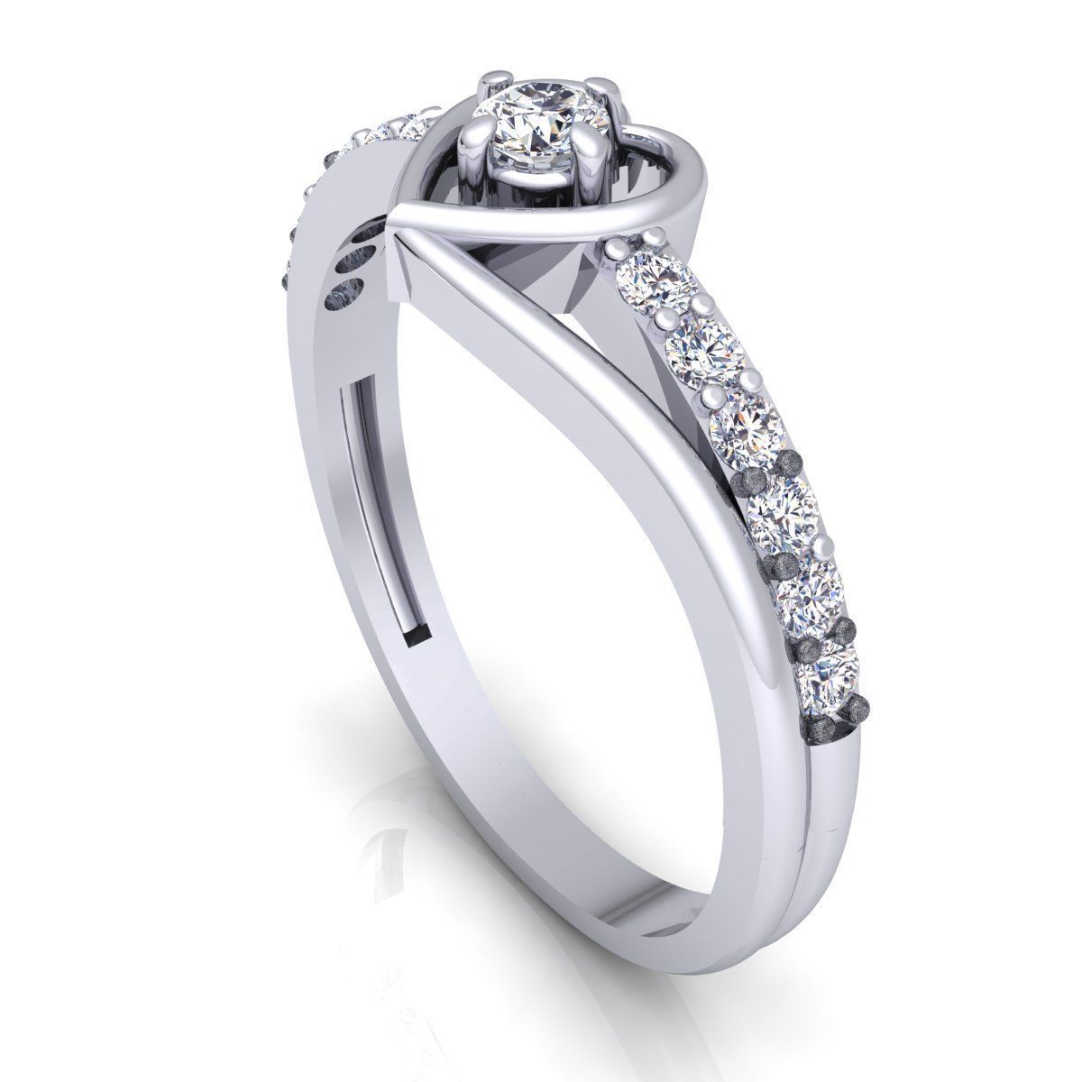Fancy Love Heart Diamond Ring 3d Model print  3D print model_4